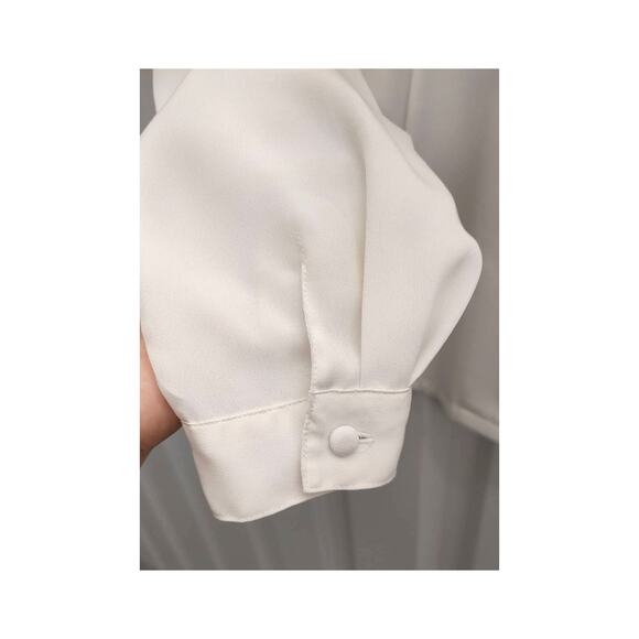 Vintage Mikado Blouse Cutouts Button Front White Cottage Fairy - Picture 4 of 6